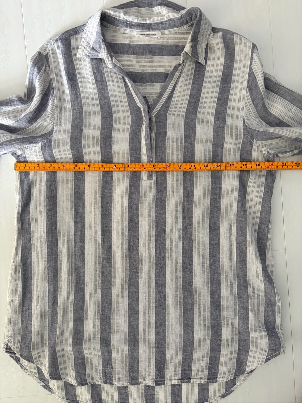 Linen Cotton Tunic Blouse Top Striped White Grey Breathable by BeachLunchLounge - Picture 10 of 17
